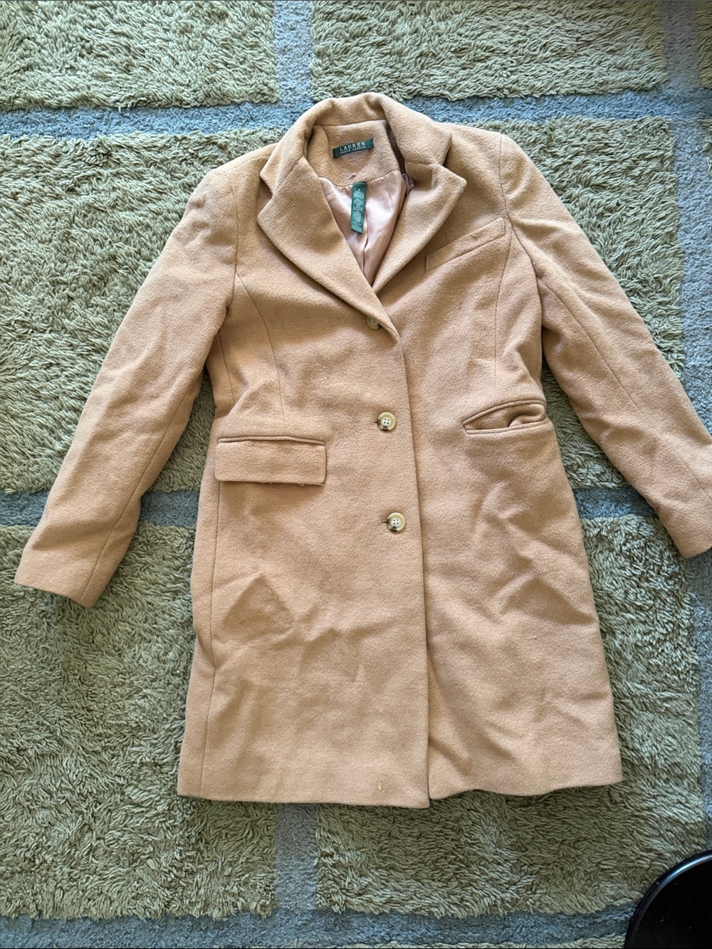 Lauren Ralph Lauren Camel Wool-Blend Single-Breasted Trench Coat